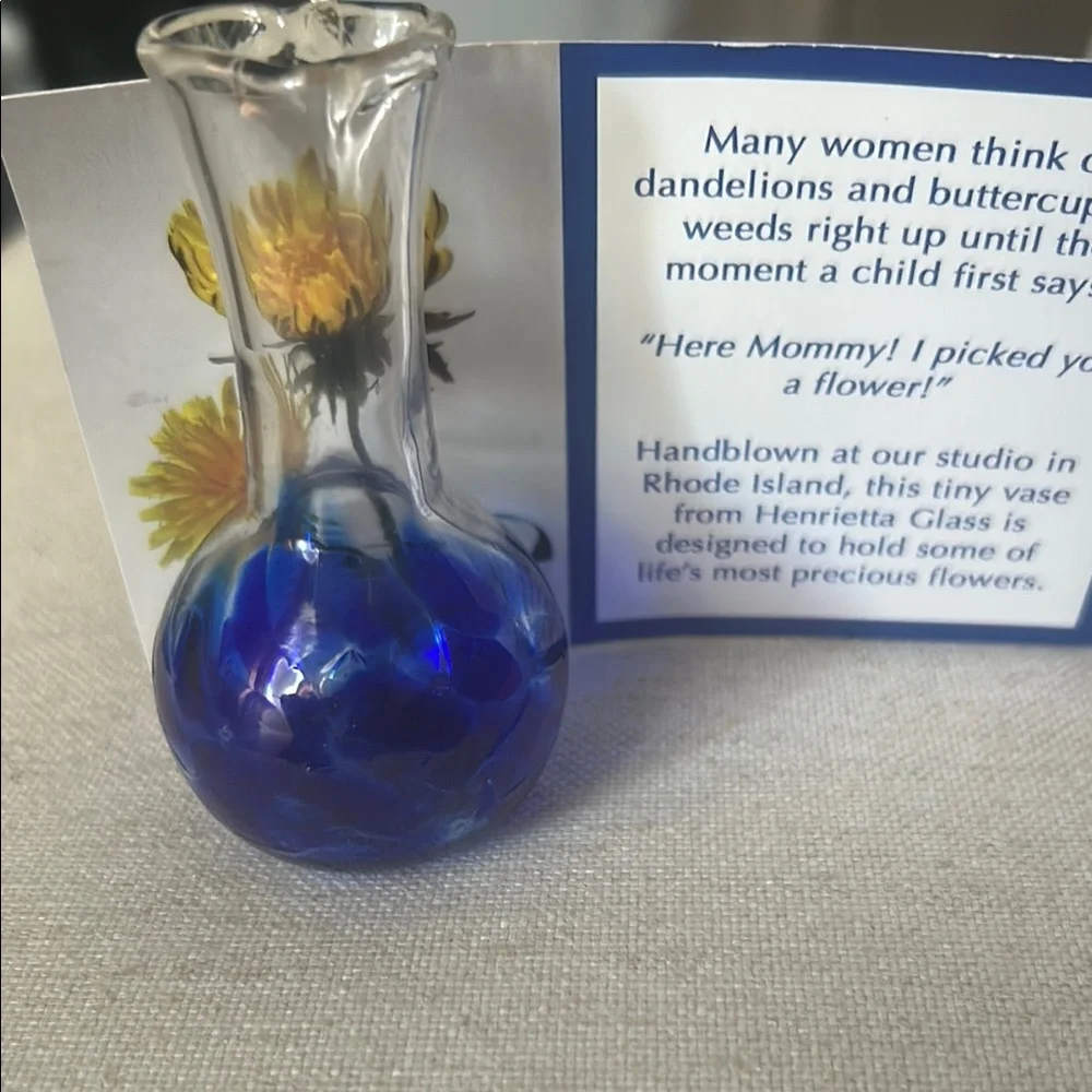 Blue Handblown Vase from Henriettata Glass with Heart shaped opening